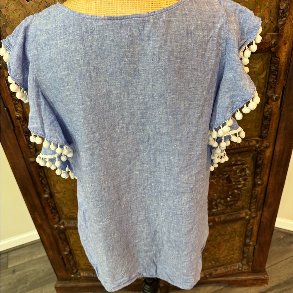 Lilly Pulitzer‎ Blue Ruffled Sleeveless Blouse L - Picture 3 of 8